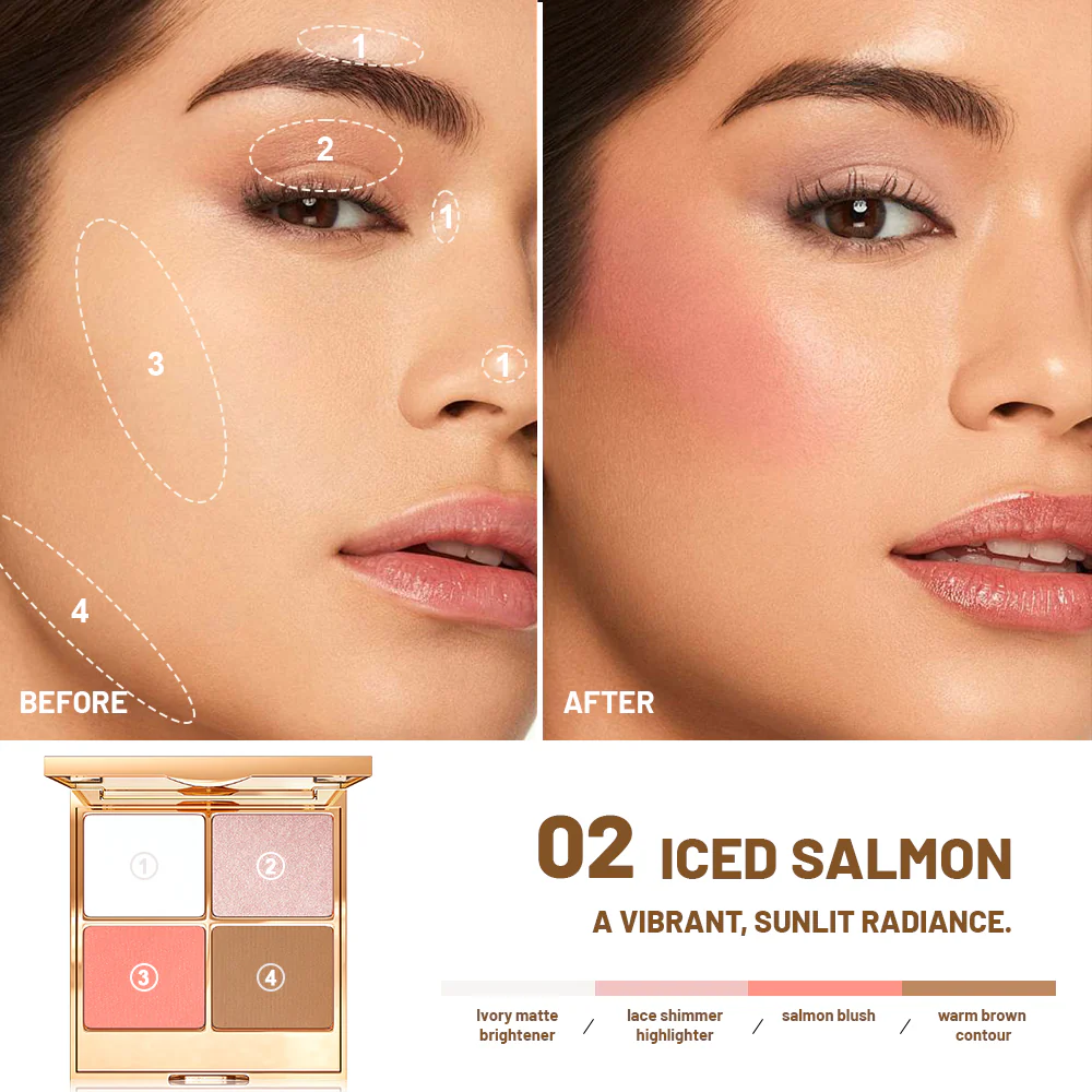 PUDAIER Glam Glow Highlighter and Bronzer Palette  بوداير باليت إضاءة وبرونزر للبشرة